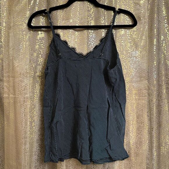 Avec Les Filles Navy Blue Black Polka Dot Lace Camisole Top Medium - Picture 2 of 6